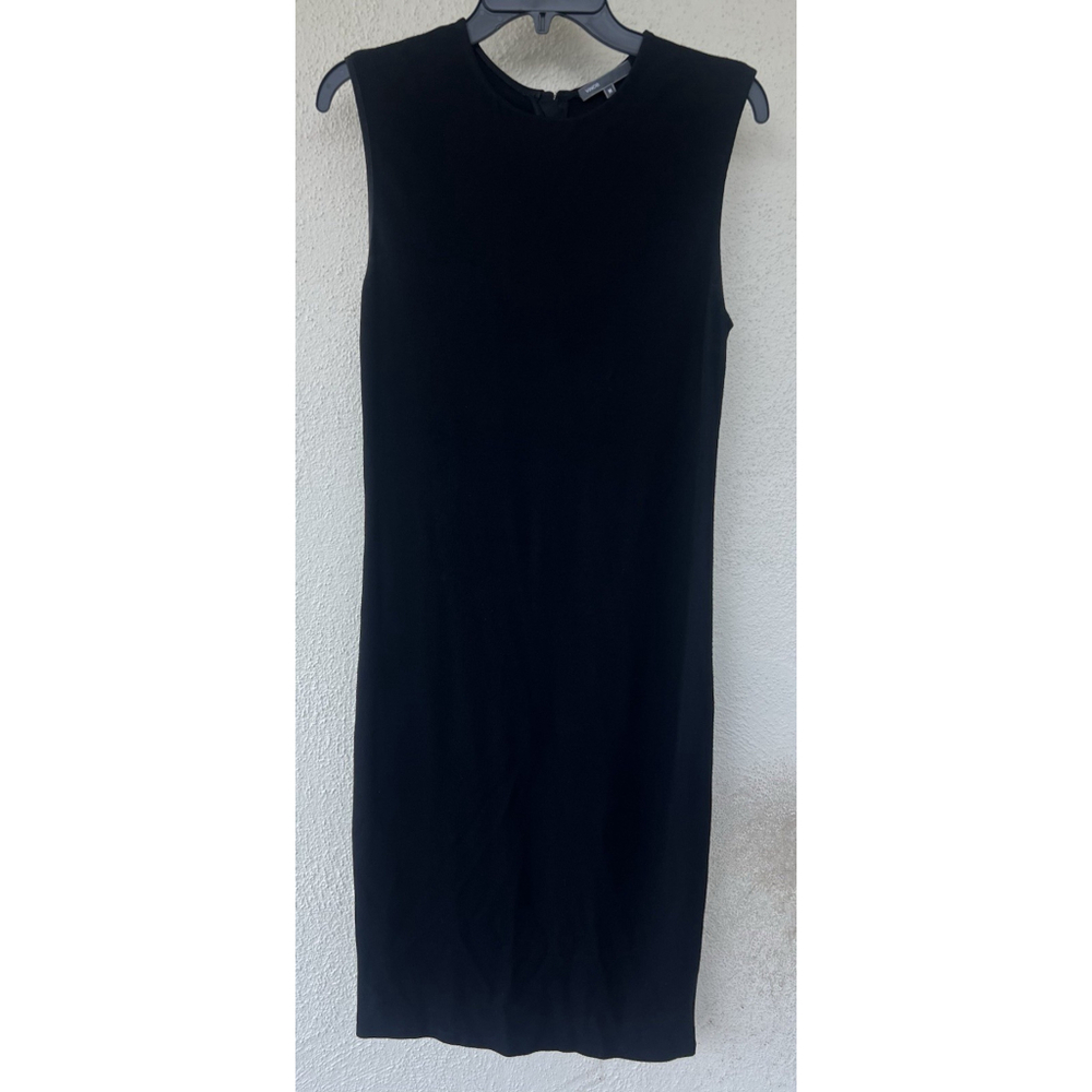 Vince Black Sleeveless Shift Midi Dress Women's Medium Business Career Formal